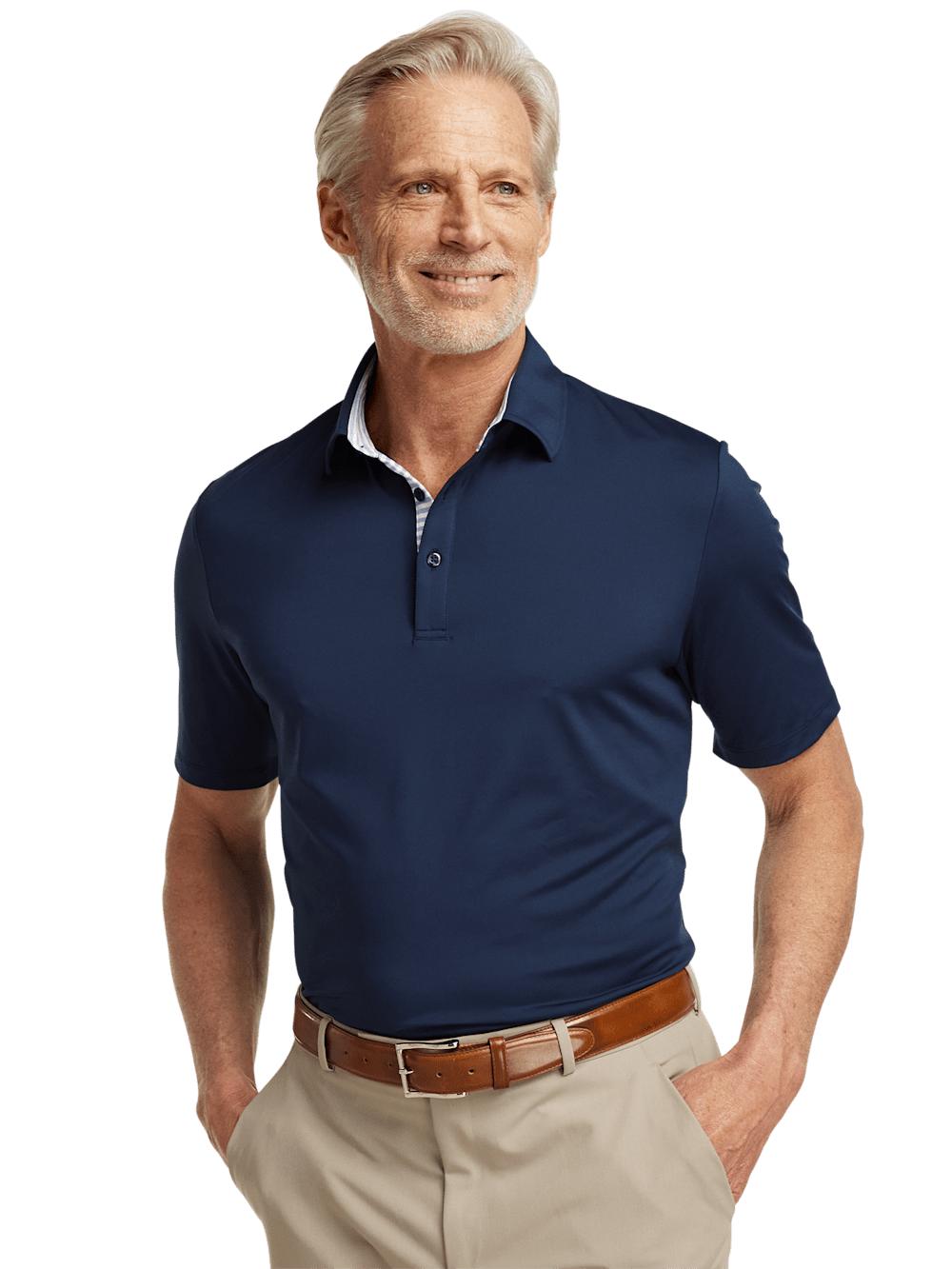 Performance Blend Three Button Polo - Navy Product Image