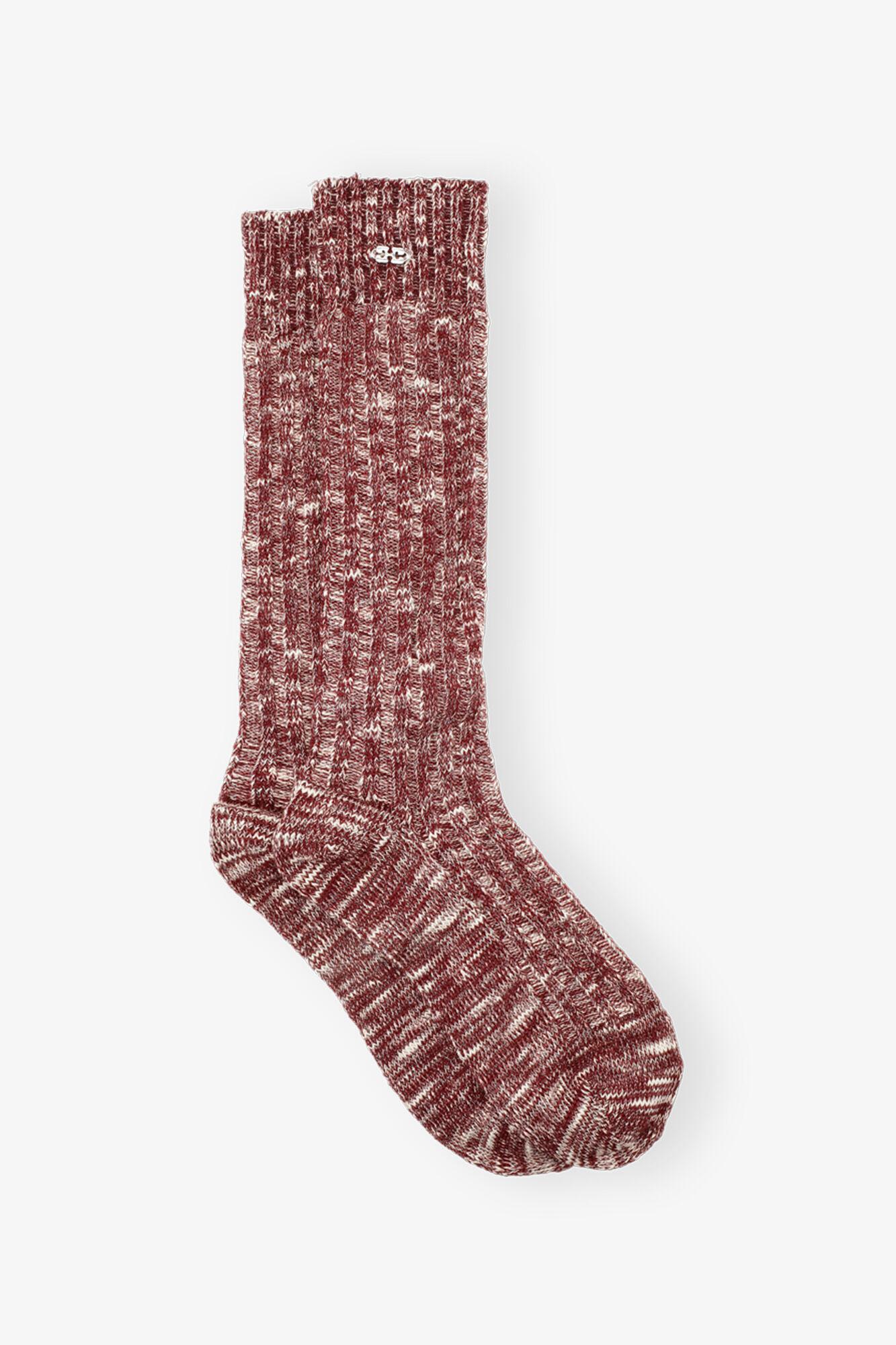 Burgundy Chunky Cotton Socks Product Image