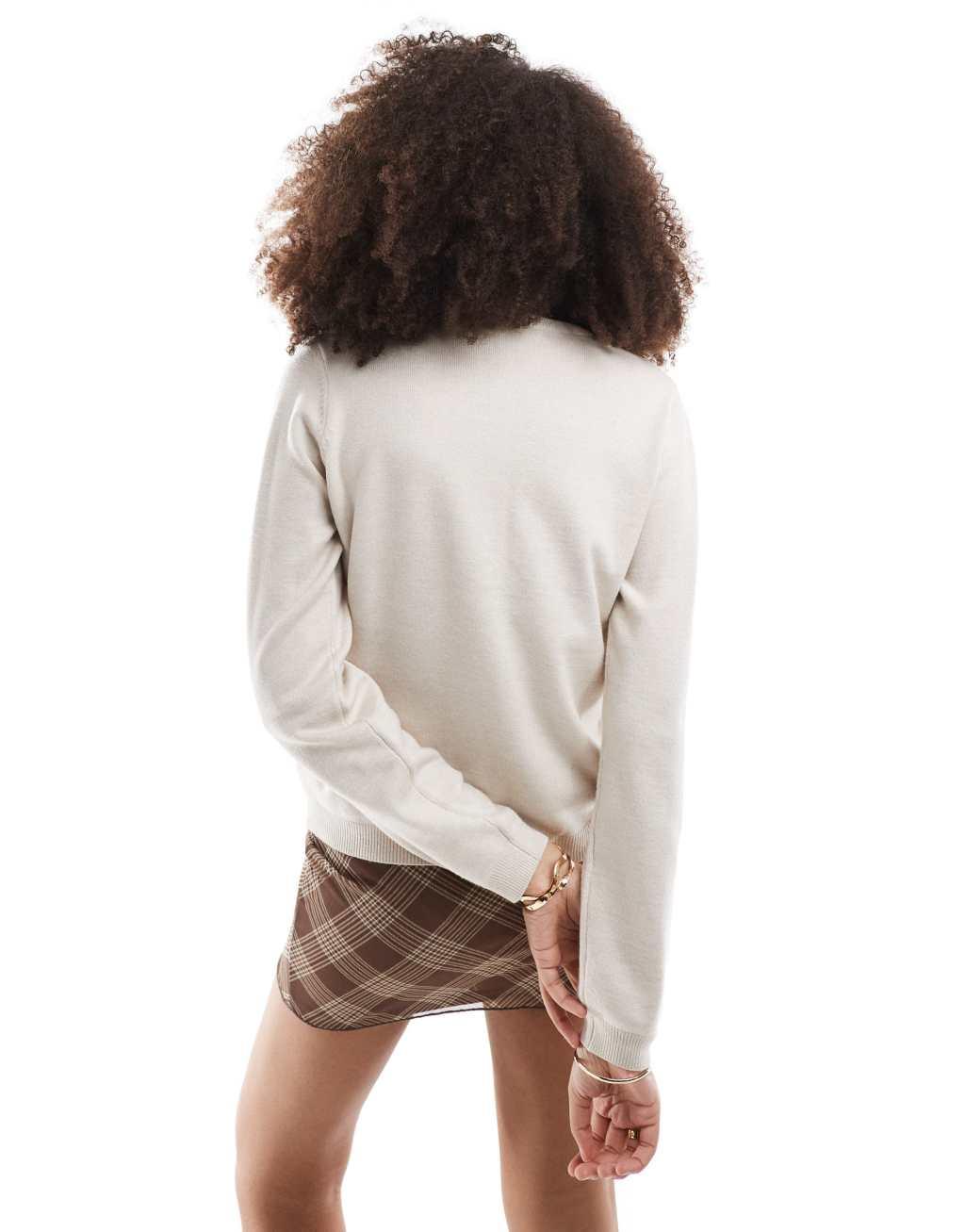 Threadbare button up knitted cardigan in oat Product Image