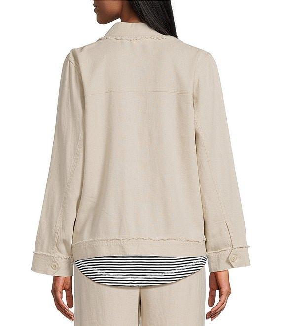 Westbound Petite Size Linen-Blend Long Sleeve Button Front Jacket Product Image