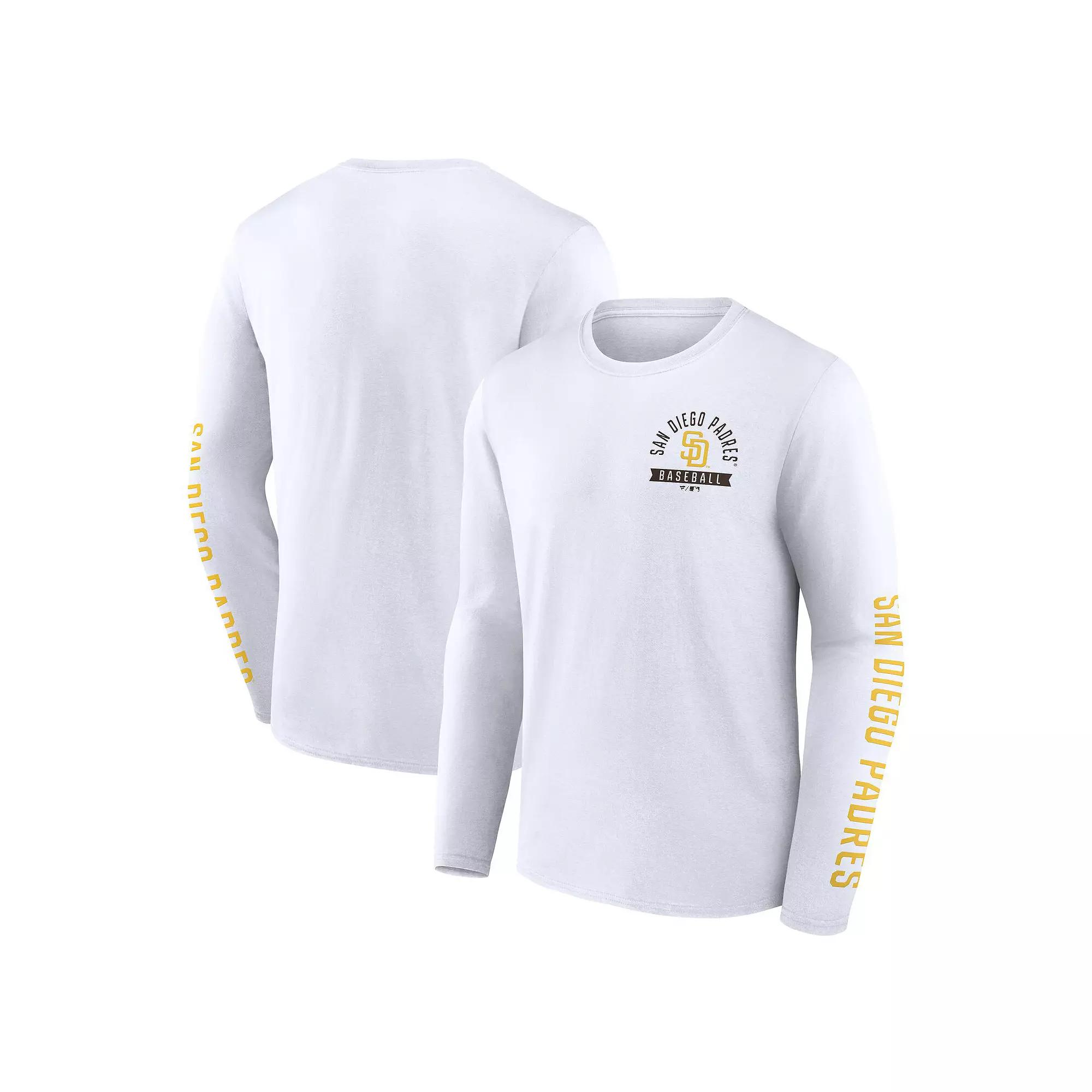 Men's Fanatics White San Diego Padres Press Box Long Sleeve T-Shirt,  Product Image