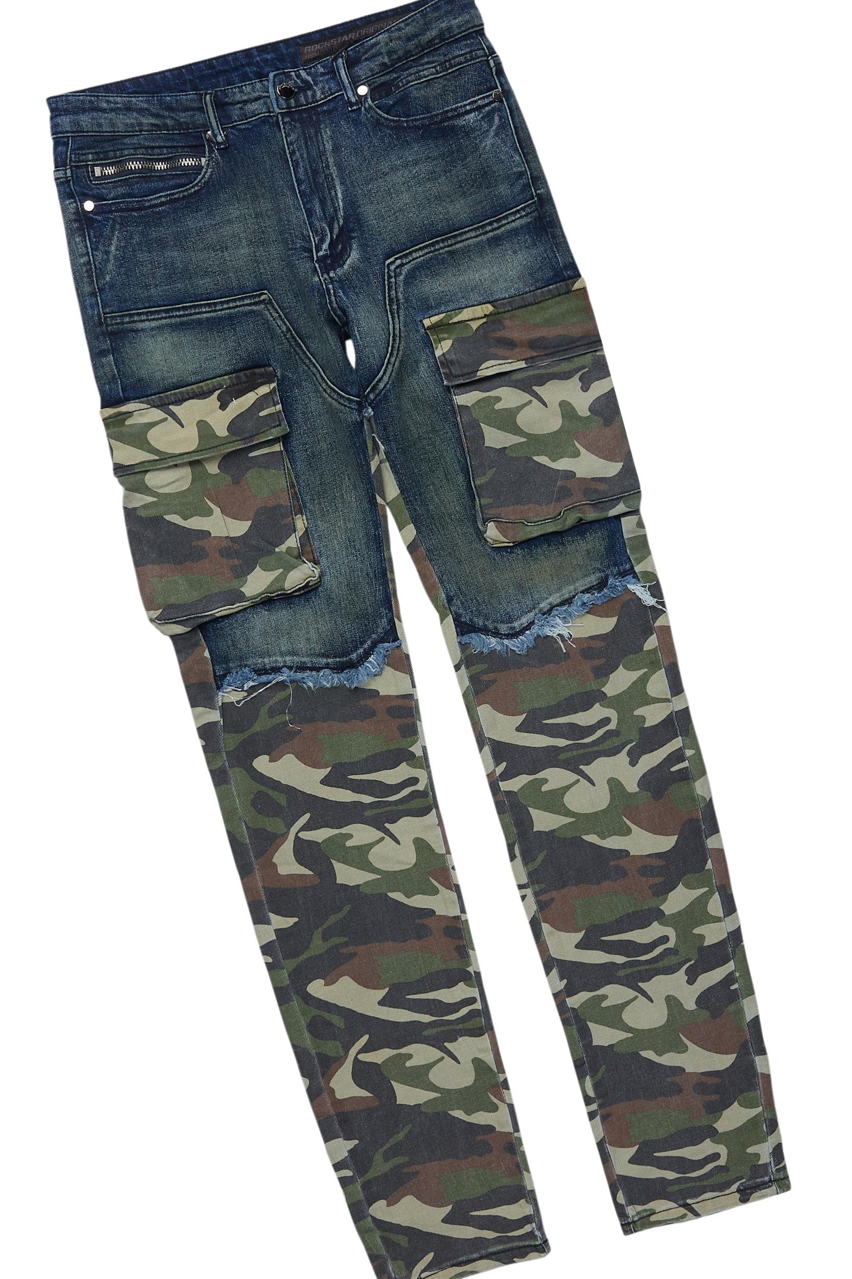 Lake White/Green T-Shirt & Denka Dark Blue Slim Jean Bundle Male Product Image