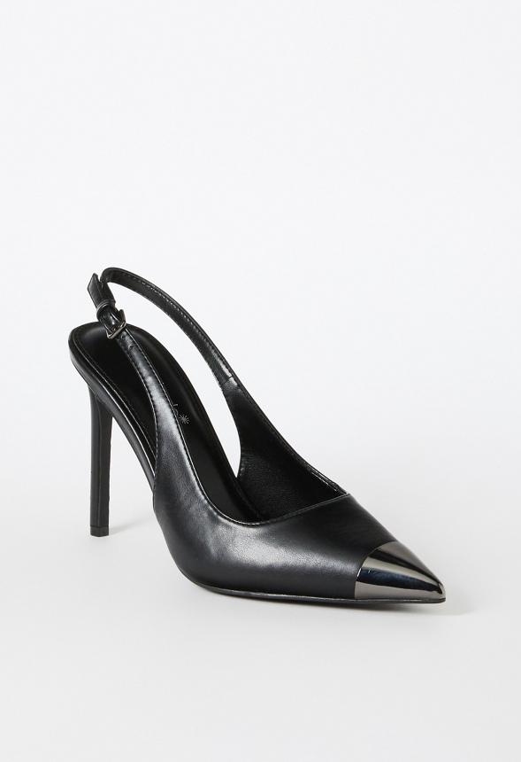 JustFab Margaux Platform Loafer Pump Womens Black/ White Size 8.5 Product Image