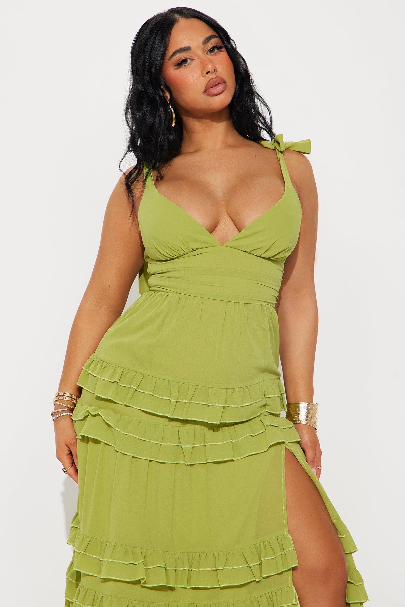 Melissa Chiffon Maxi Dress - Chartreuse Product Image