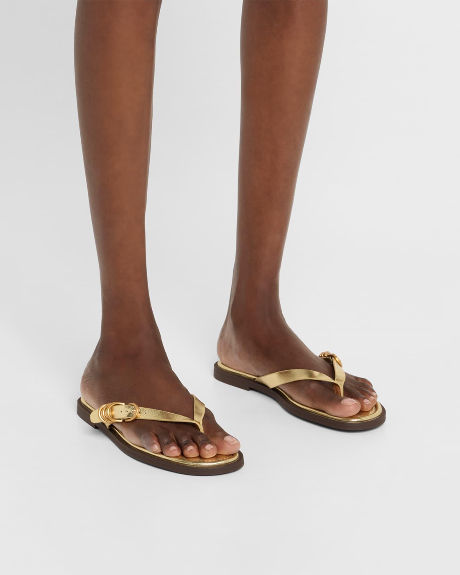 Gia Leather Buckle Thong Sandals Product Image