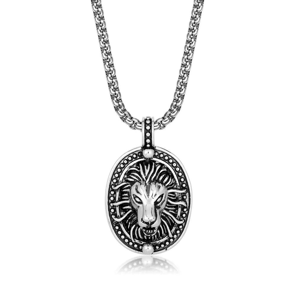Men's LYNX Stainless Steel Box Chain Lion Pendant Necklace, Size: 24", Two Tone Product Image
