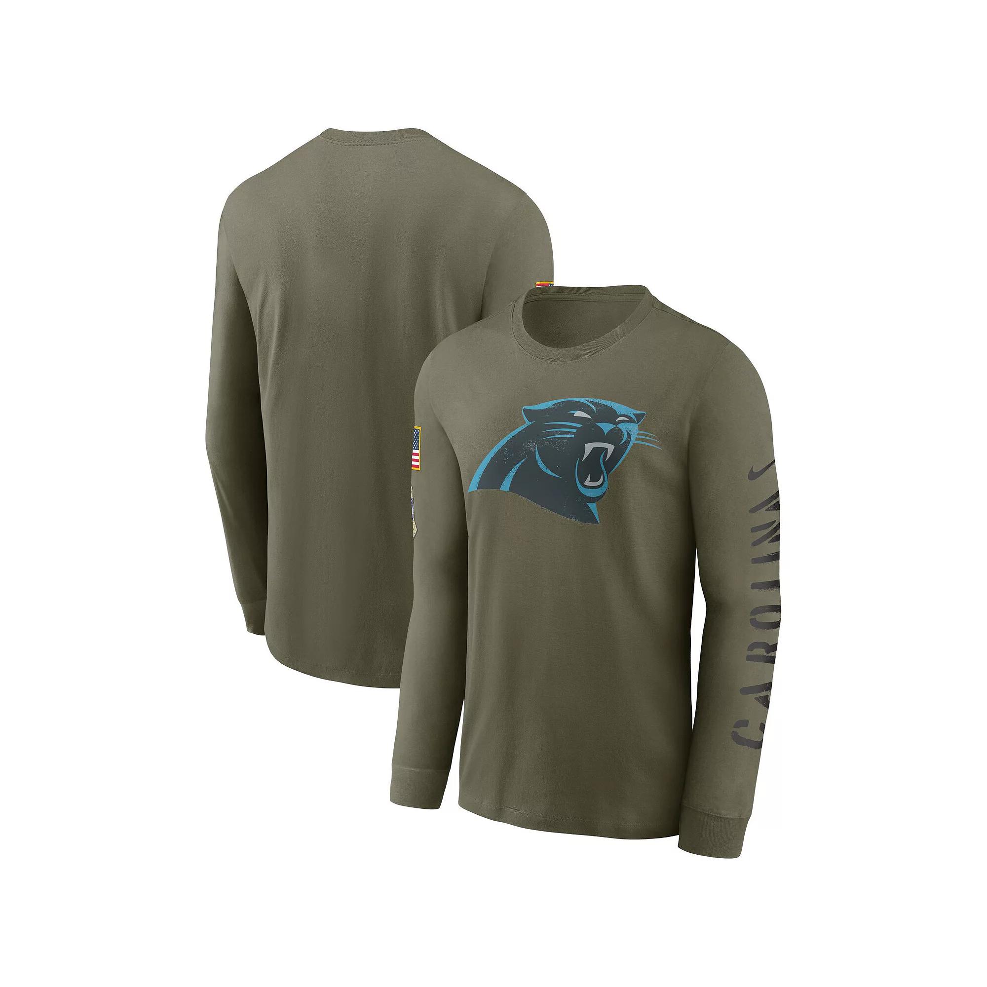 Men's Nike Olive Carolina Panthers Salute To Service Long Sleeve T-Shirt, Size: Medium, Team Product Image