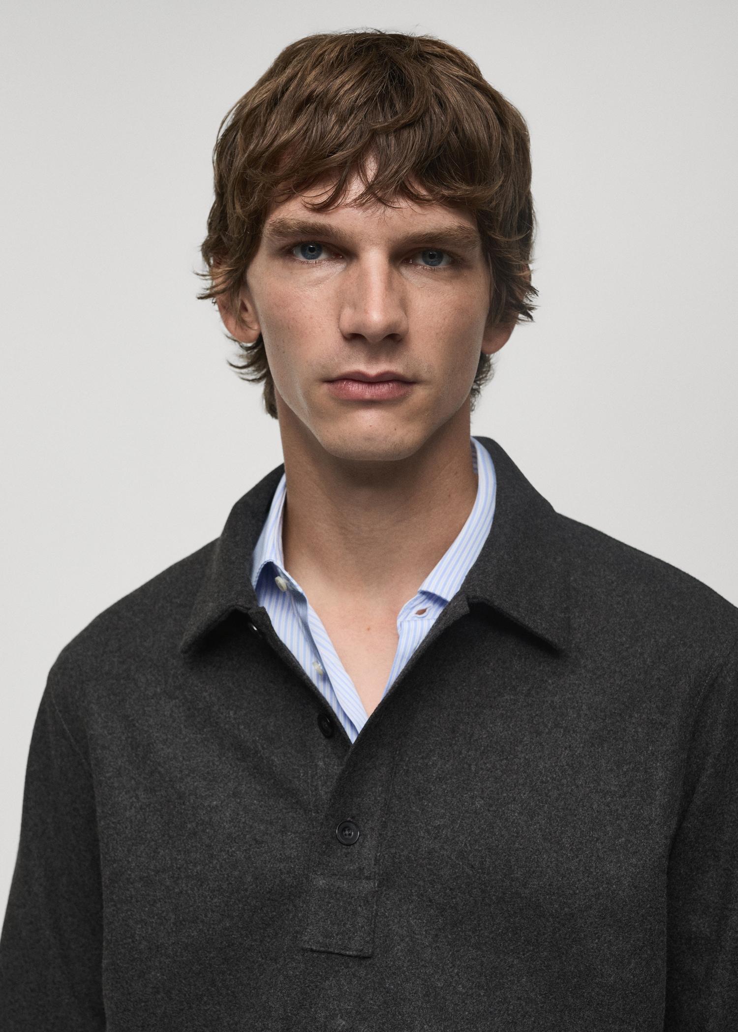 Regular fit sweatshirt-fabric polo shirt - Men | MANGO USA Product Image