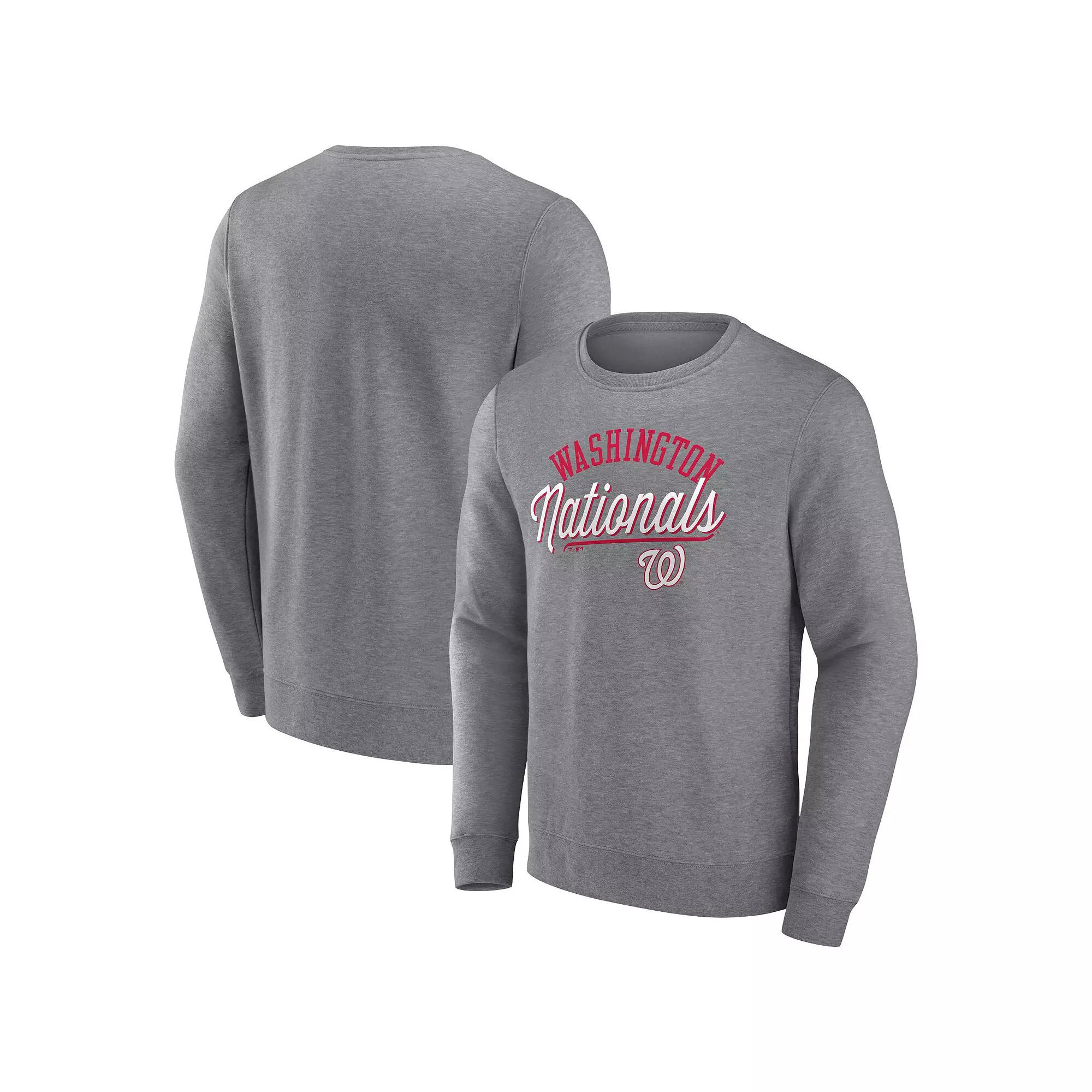 Men's Fanatics Branded Heather Gray Washington Nationals Simplicity Pullover Sweatshirt,  Product Image
