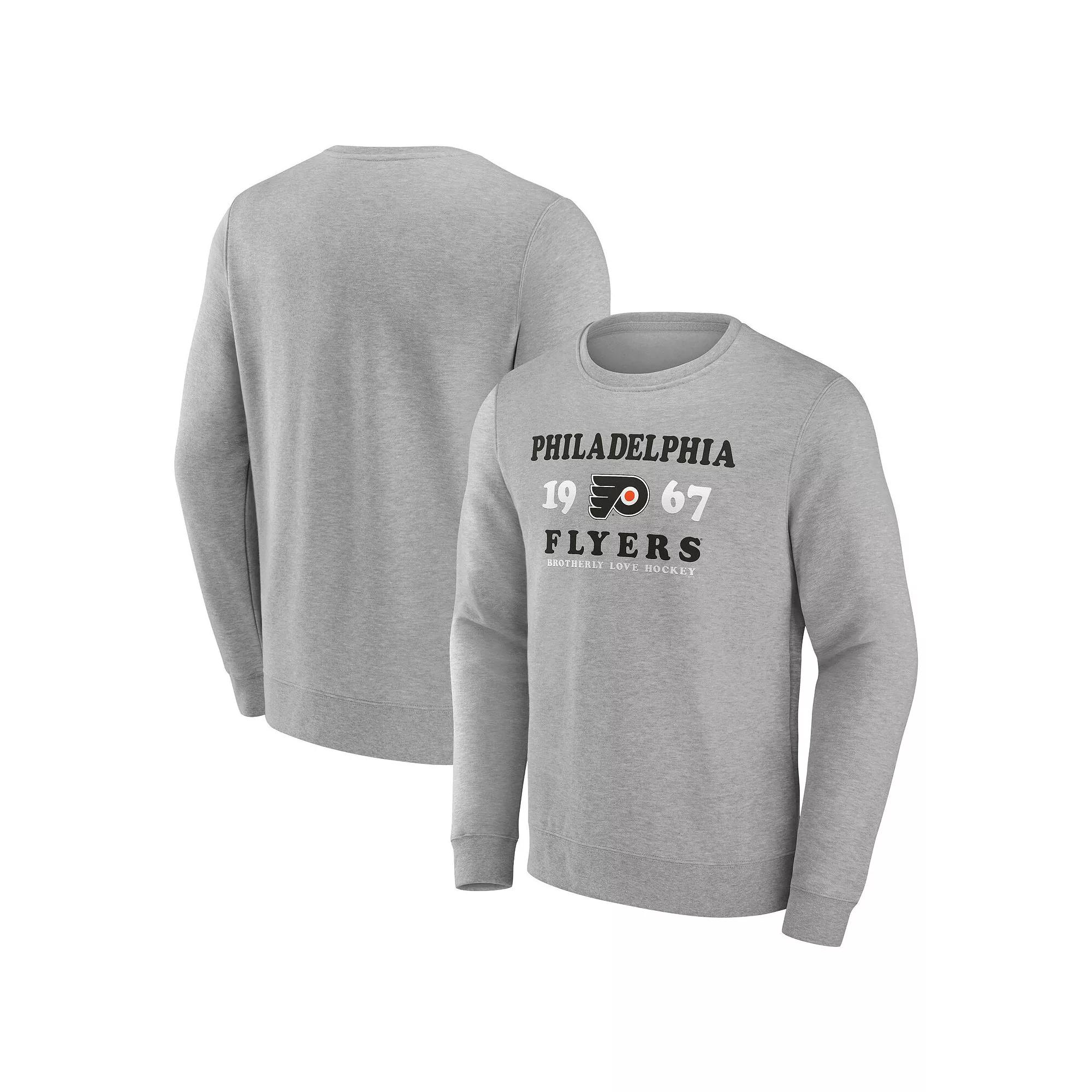 Men's Fanatics Branded Heather Charcoal Philadelphia Flyers Fierce Competitor Pullover Sweatshirt,  Product Image