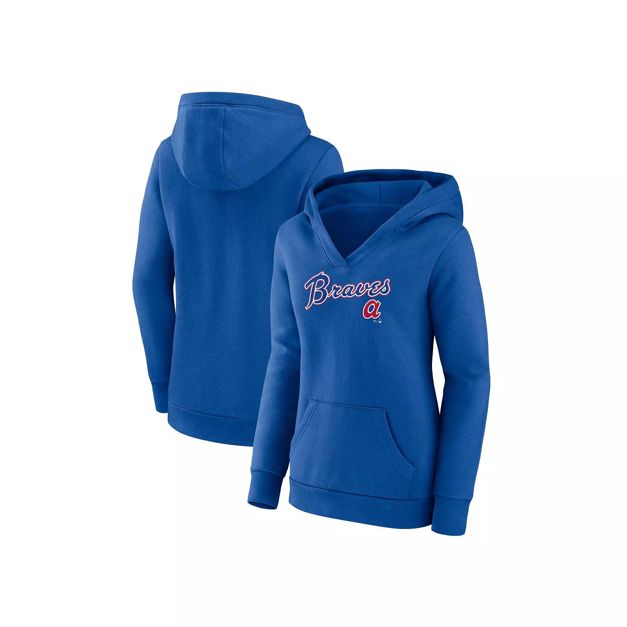 Women's Fanatics Branded Royal Atlanta Braves Wahconah Crossover V-Neck Pullover Hoodie,  Product Image