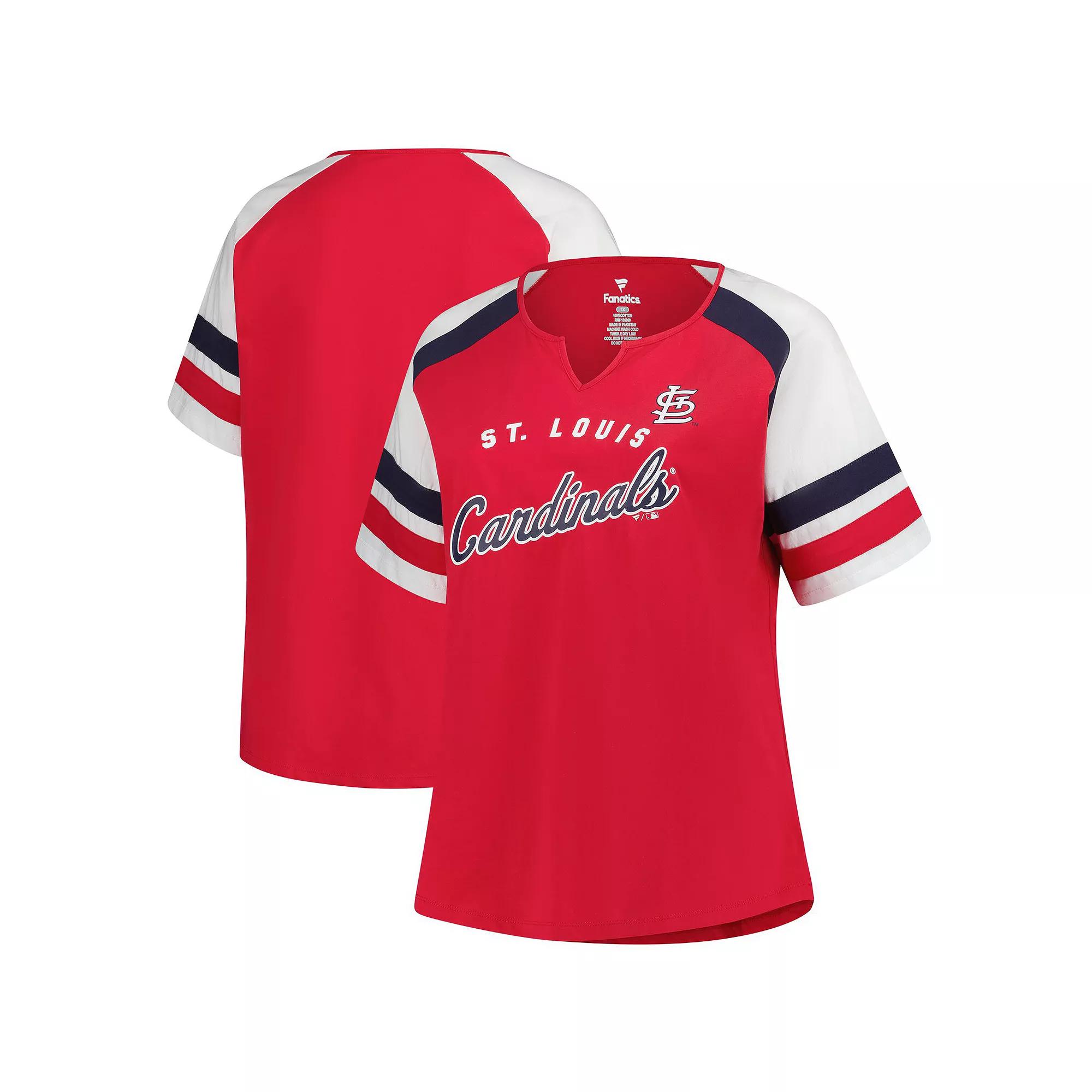 Women's Profile  Red St. Louis Cardinals Plus Sized Arched Notch Neck T-Shirt, Size: 4XL Product Image