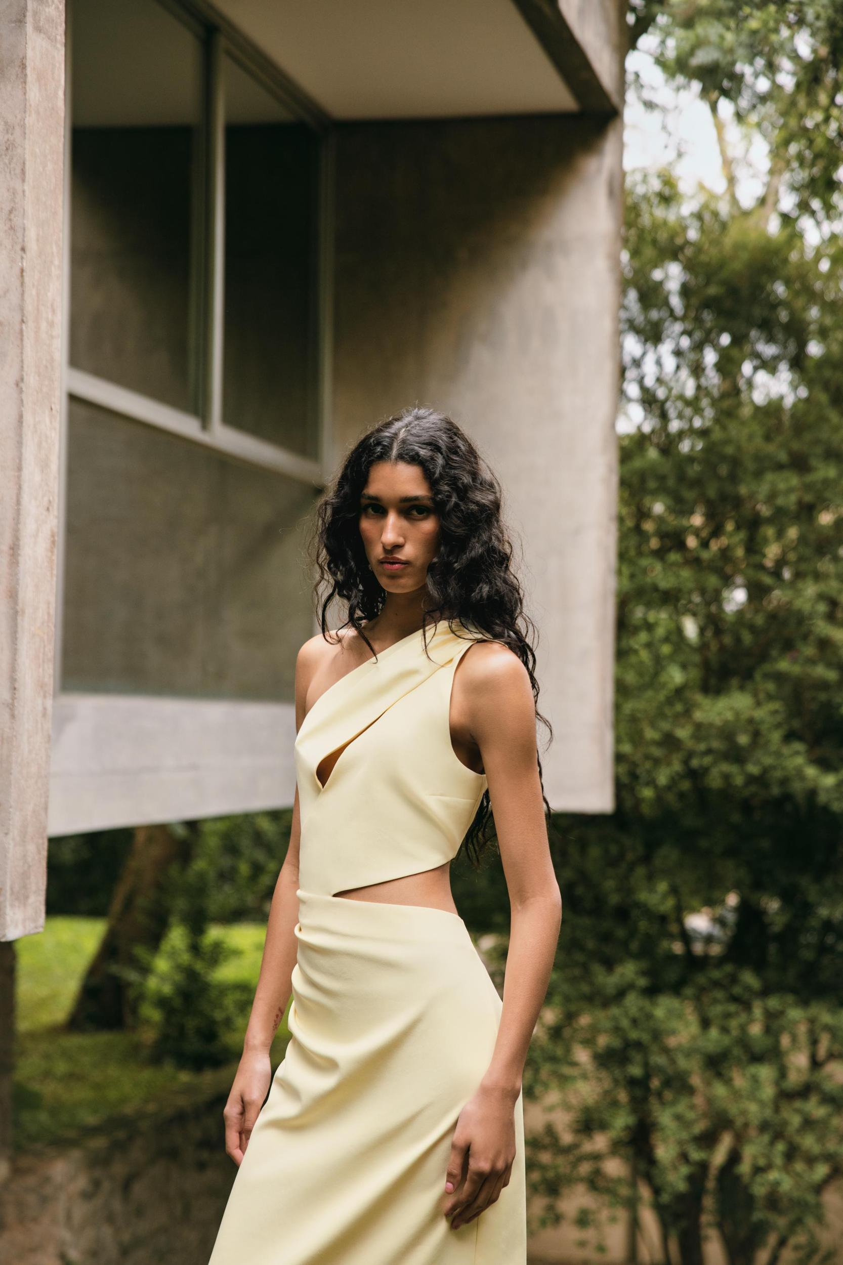 ASYMMETRIC CUT OUT MIDI DRESS Product Image