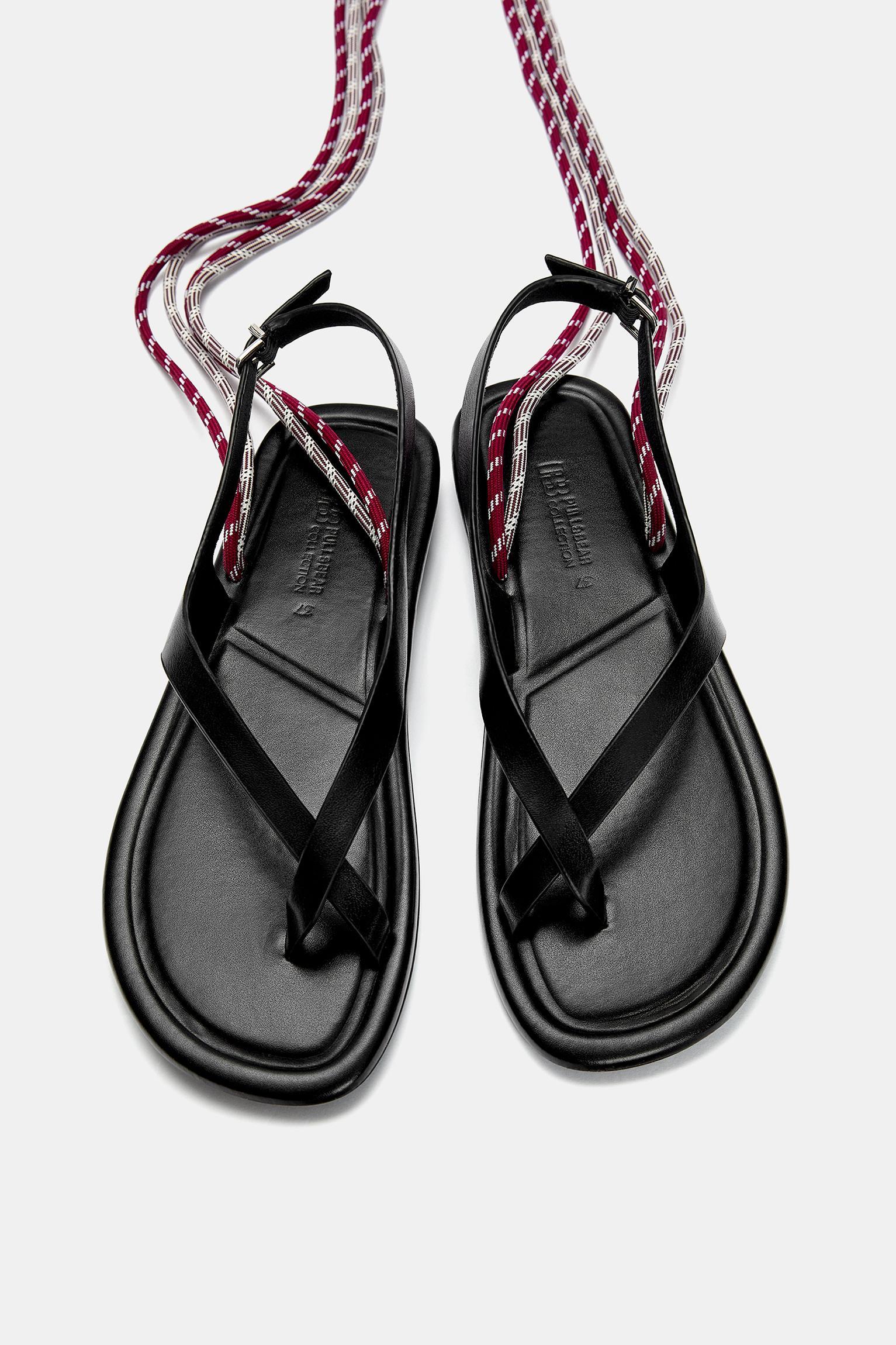 Lace-up flat sandals Product Image