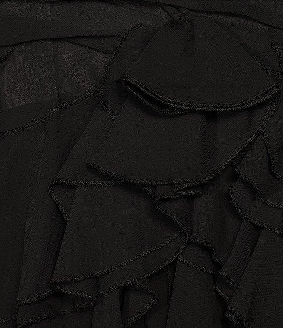 Muse by Marchesa Dahlia Chiffon Ruched Cascading Ruffle Strapless A-Line Maxi Dress Product Image