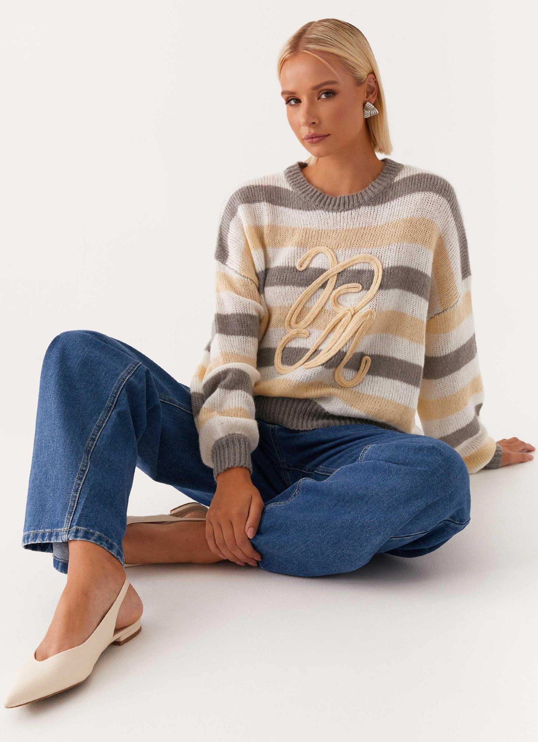 Main Character Oversized Knit Sweater - Stripe Product Image