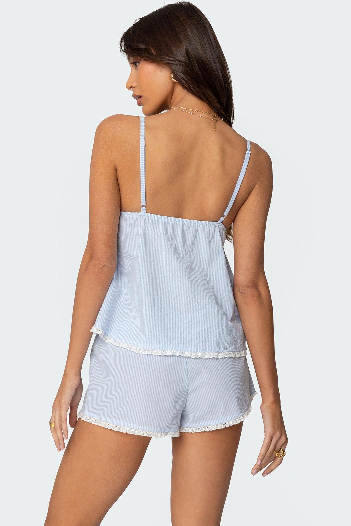 Danna Pinstripe Babydoll Tank Top Product Image