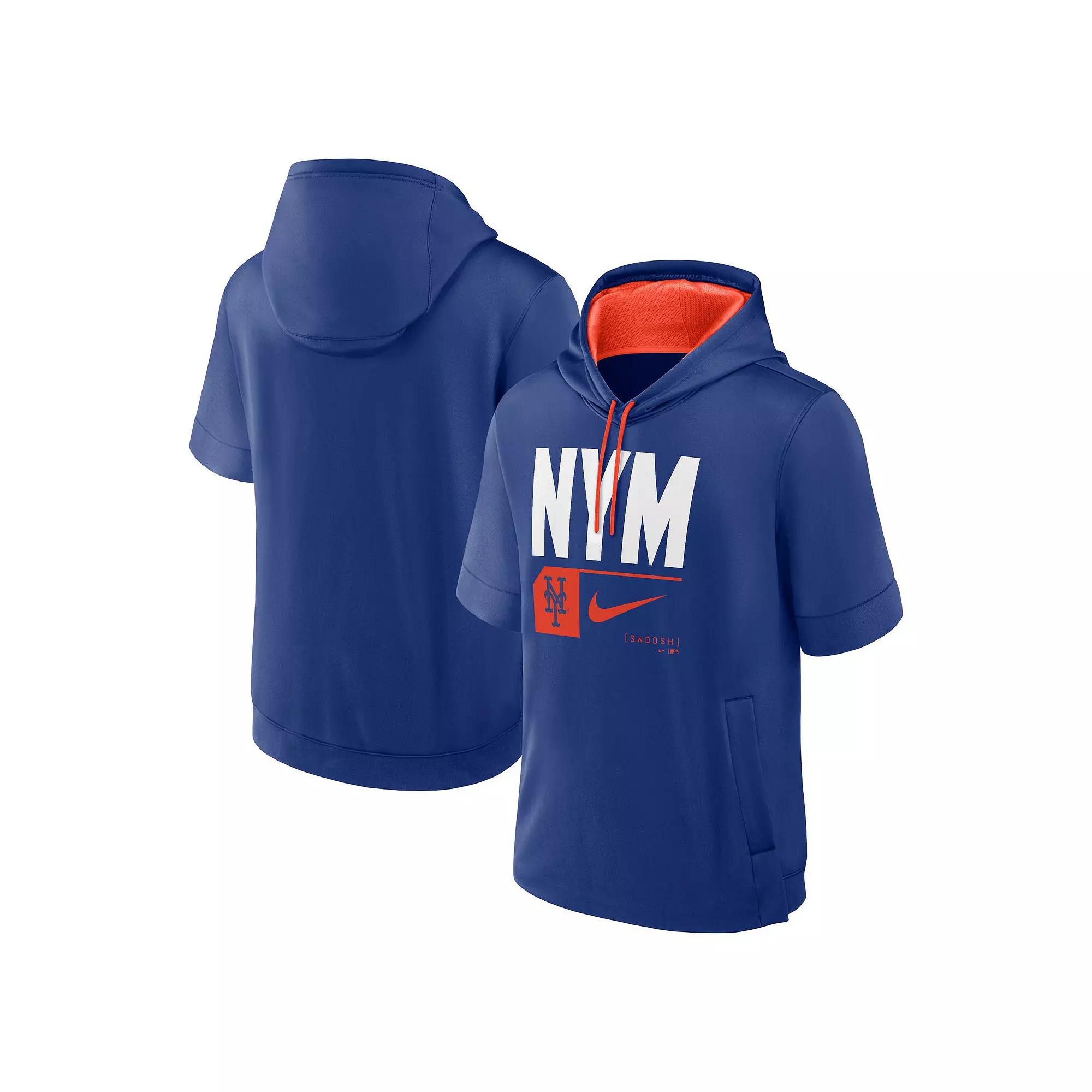 Men's Nike Royal New York Mets Tri Code Lockup Short Sleeve Pullover Hoodie, Size: Large, Blue Product Image