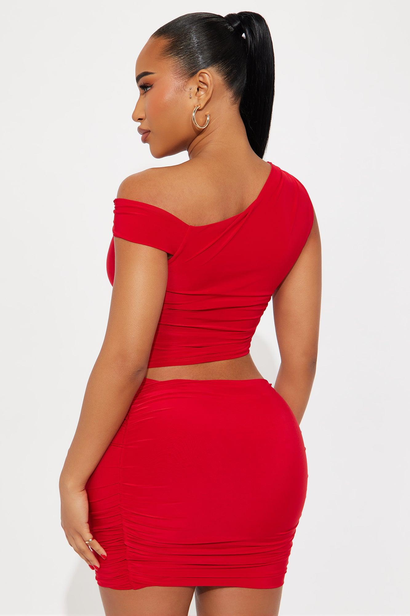 Rosalie Doubled Layer Mini Skirt Set - Red Product Image