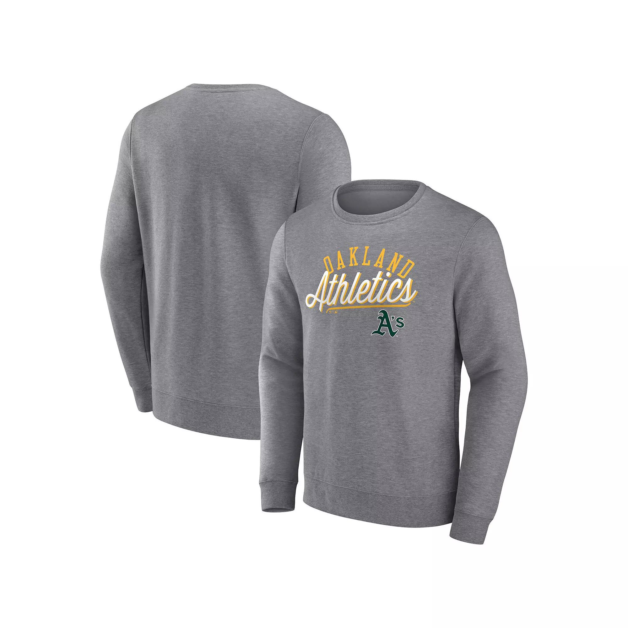 Men's Fanatics Branded Heather Gray Oakland Athletics Simplicity Pullover Sweatshirt,  Product Image