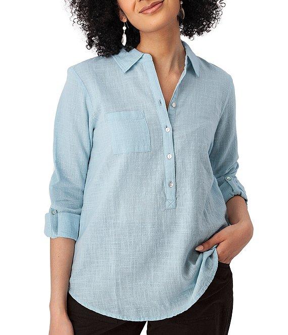 Aventura The Laken Organic Cotton Roll-Tab Sleeve Popover Top Product Image
