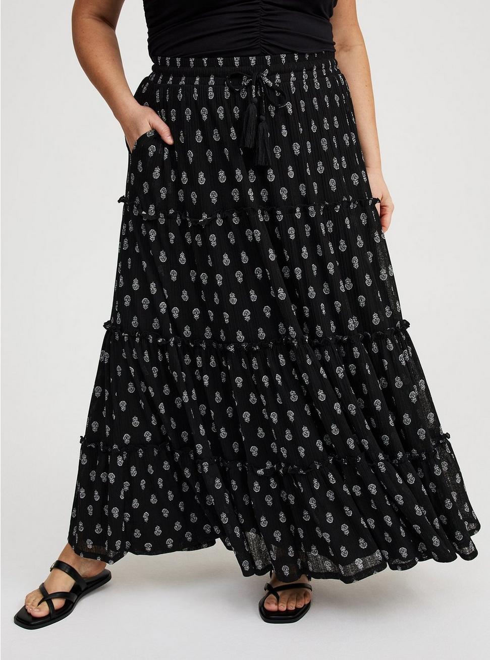 Maxi Tiered Drawstring Skirt Product Image