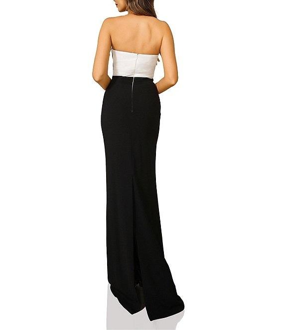 Terani Couture 3D Bow Bodice Strapless Crepe Sheath Gown Product Image