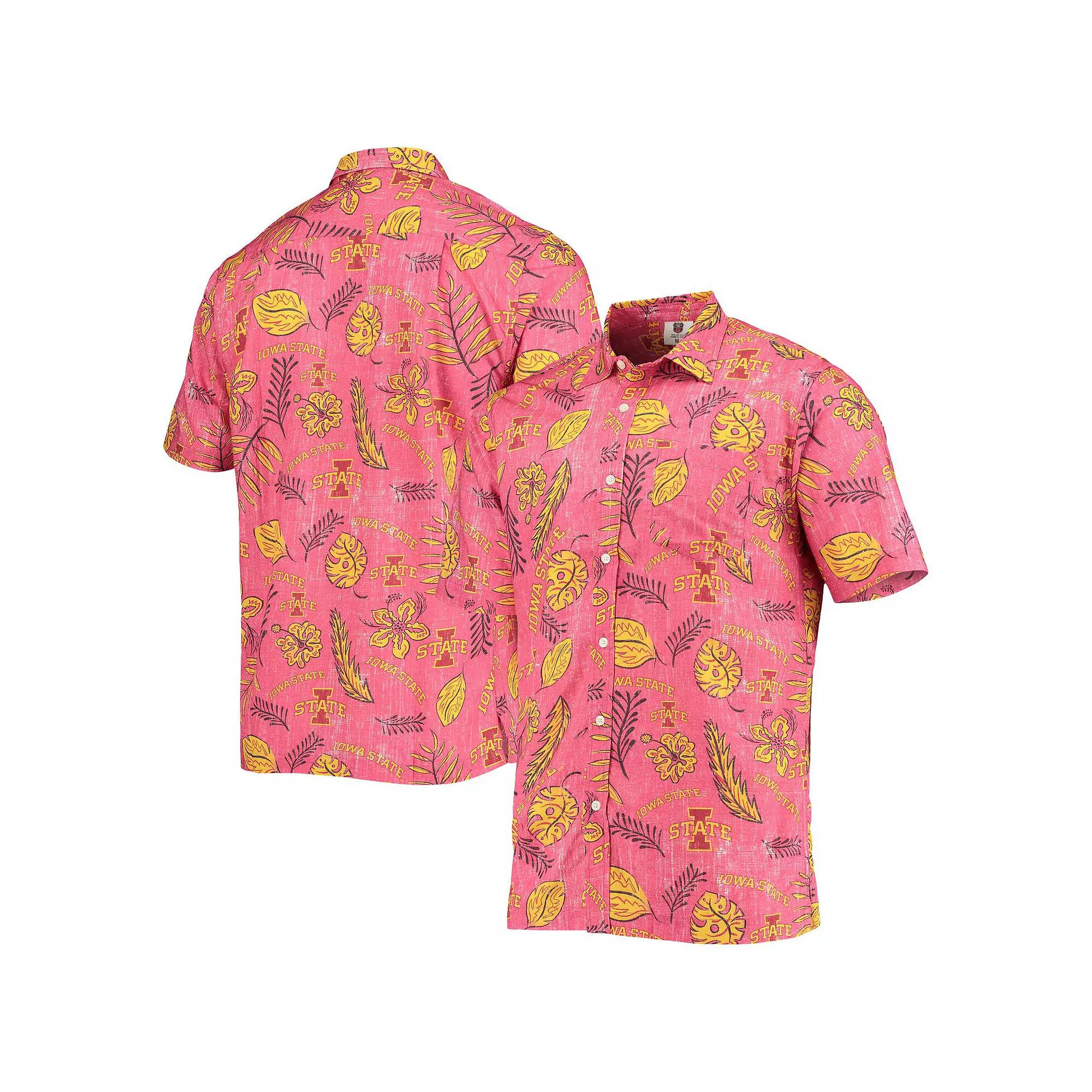 Men's Wes & Willy Cardinal Iowa State Cyclones Vintage Floral Button-Up Shirt, Size: 2XL, Red Product Image