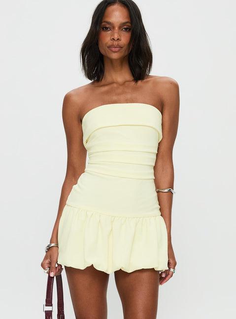 Mousse Strapless Mini Dress Lemon Tall Product Image