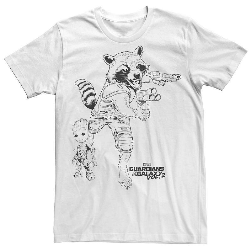 Men's Marvel Rocket And Baby Groot Sketch Graphic Tee,  Product Image