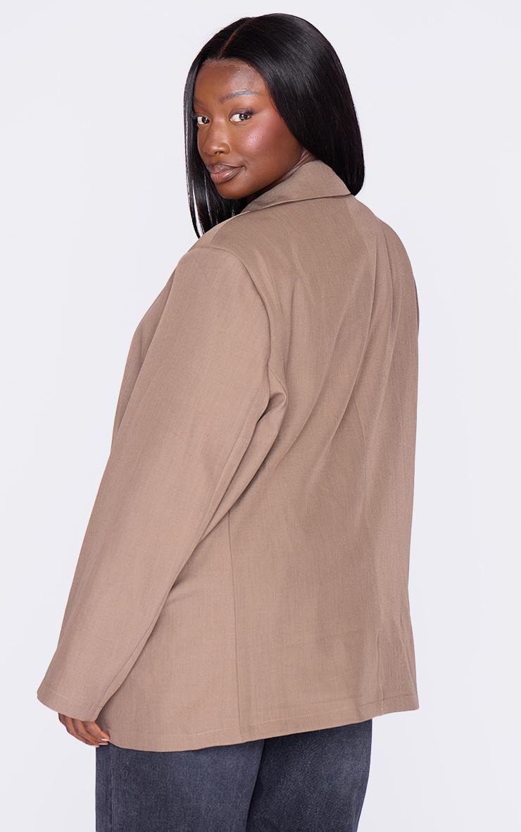 Plus Taupe Seam Detail Structured Oversized Blazer Product Image