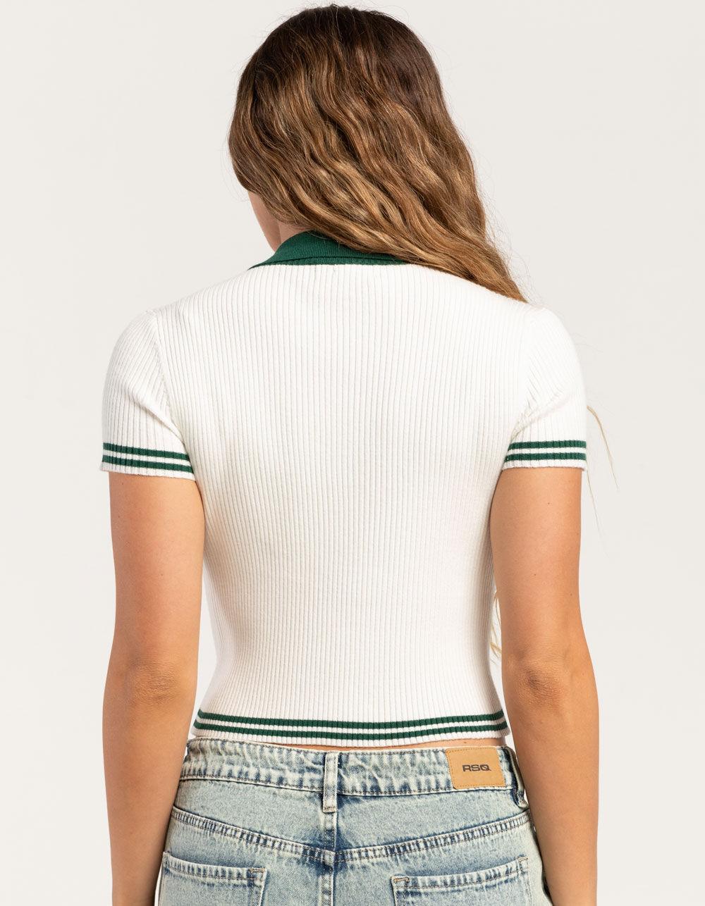 RSQ Womens Johnny Collar Top - Cream Combo Product Image