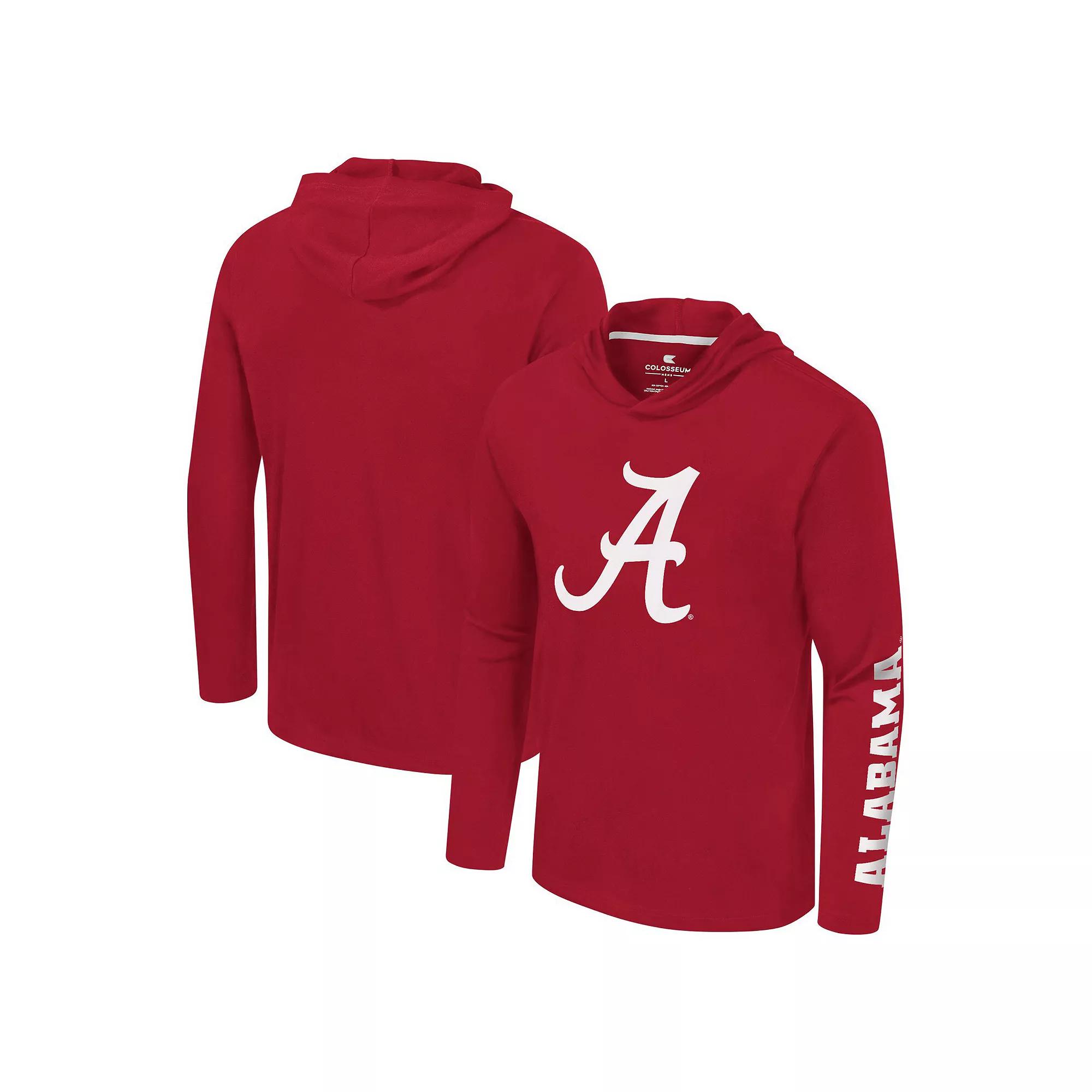 Men's Colosseum Crimson Alabama Crimson Tide Logo Lockup Active Blend Long Sleeve  T-Shirt Hoodie, Size: Medium, Red Product Image