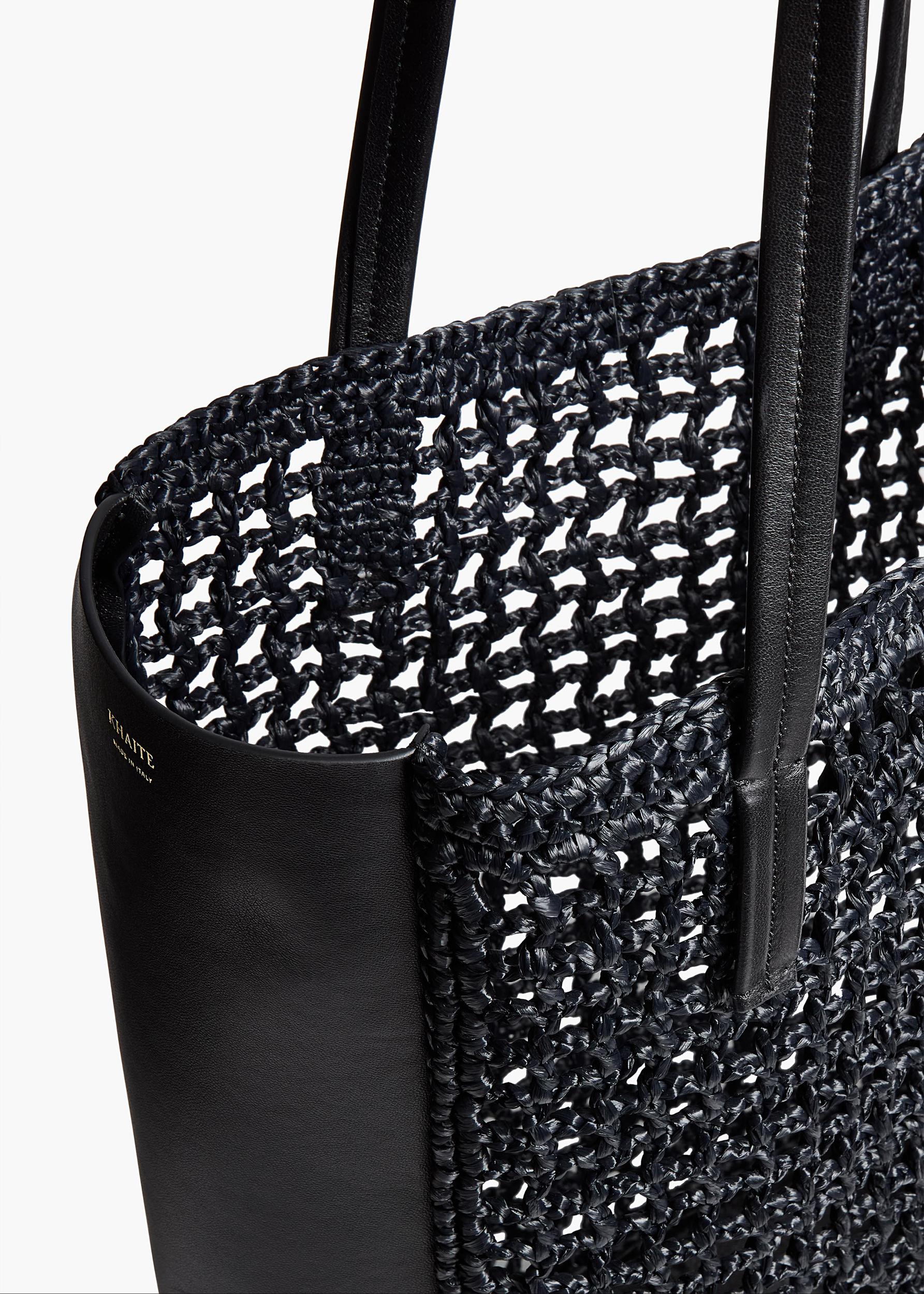 Zoe Tote in Black Raffia with Black Leather Product Image