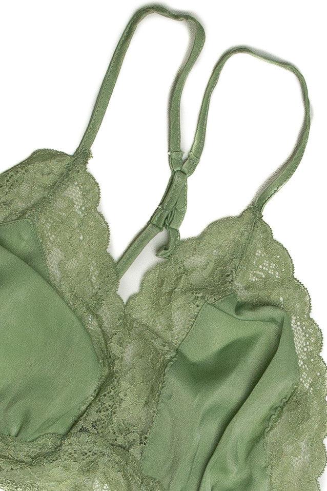 Green 90's Satin Lace Bralette Product Image