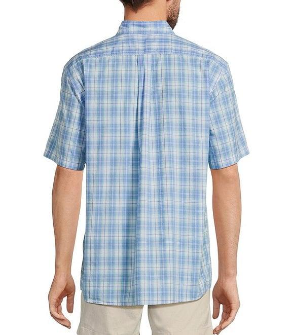 Roundtree & Yorke Short Sleeve Medium Plaid Poplin Sport Shirt Product Image