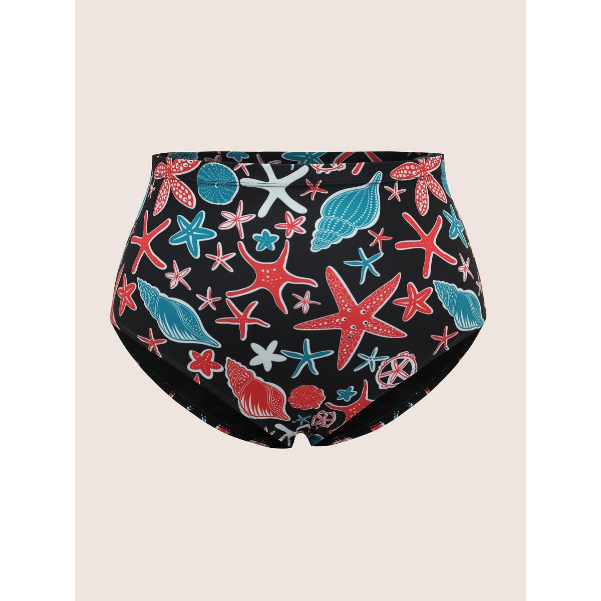 Plus Size Marine Elements Twist Front Gathered Swim Dress Women's Swimwear Black Beach Bodycon V-neck High stretch Curve Swim Dresses BloomChic 30/6X Product Image