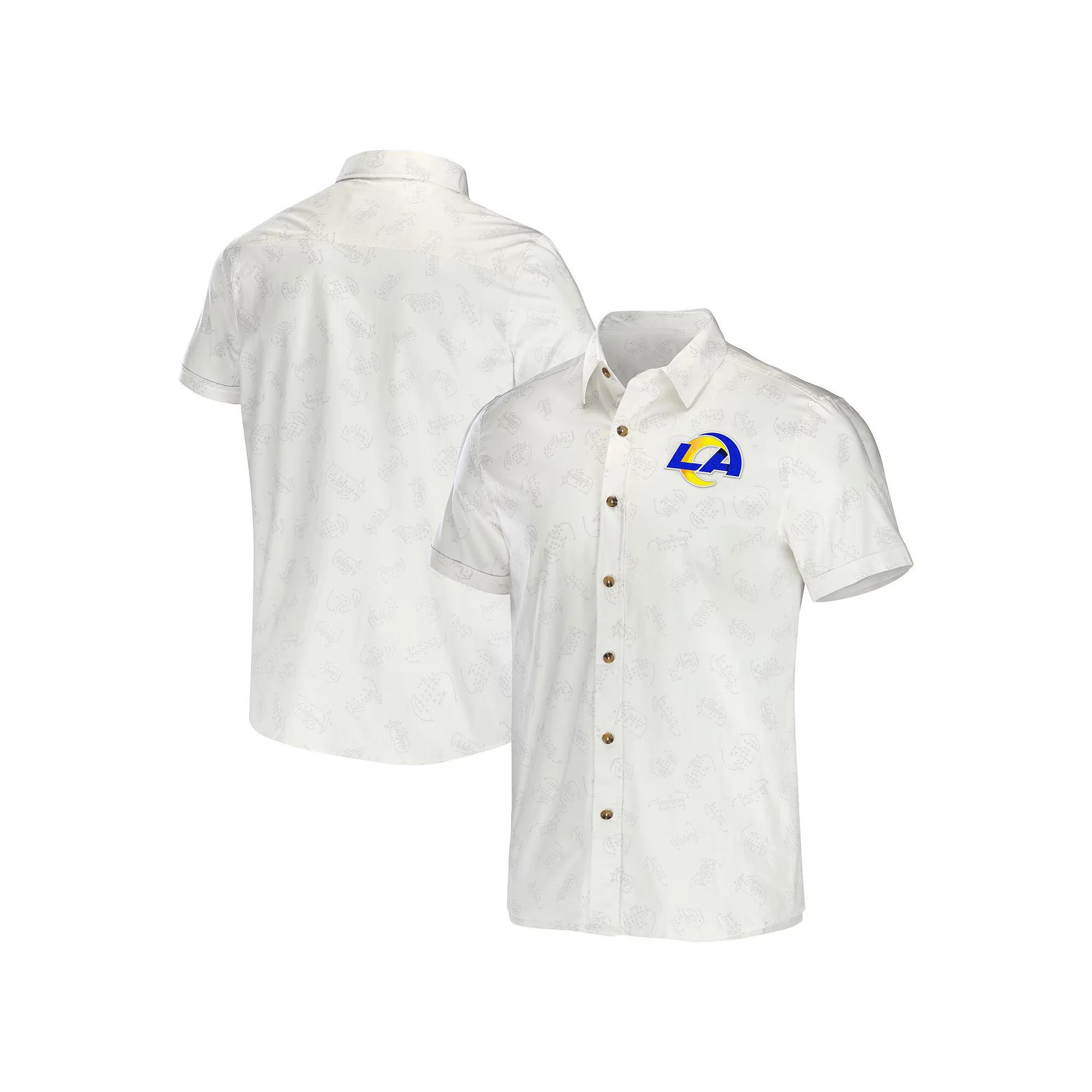 Men's NFL x Darius Rucker Collection by Fanatics White Los Angeles Rams Woven Button-Up T-Shirt, Size: Large Product Image