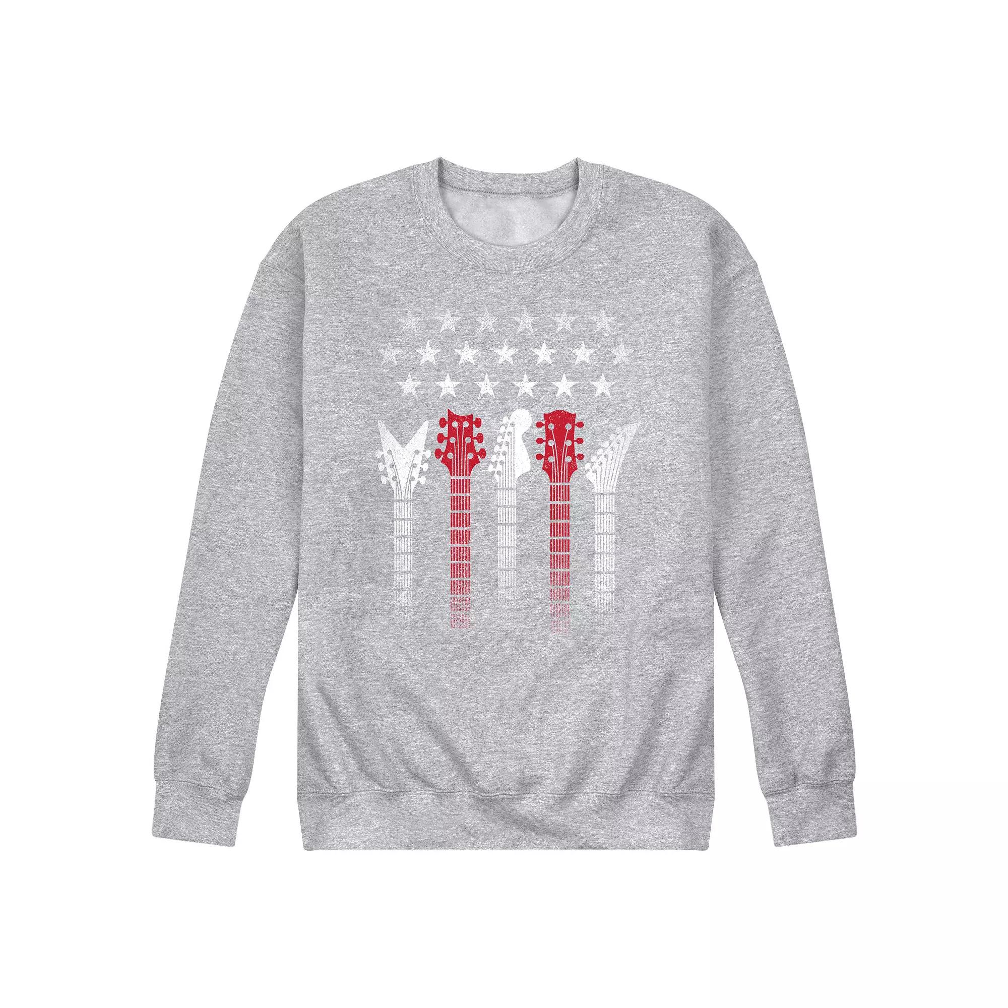 Men's Americana Flag Guitars Fleece Sweatshirt,  Product Image
