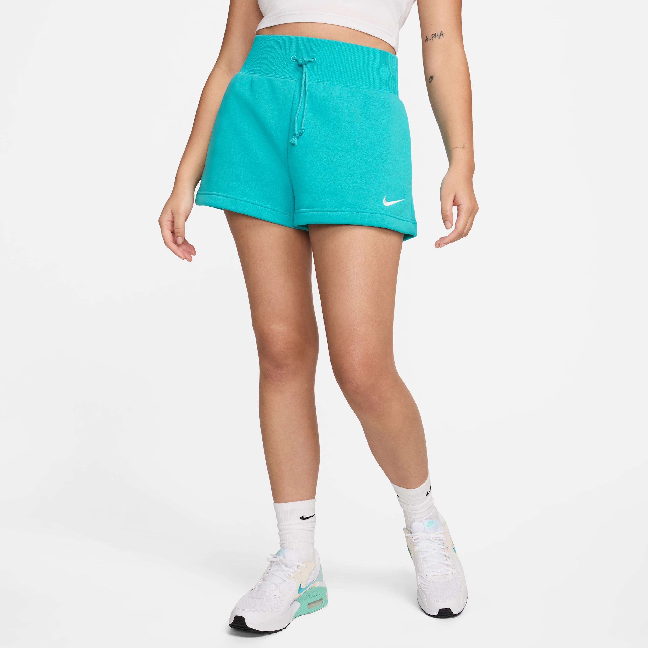 Nike Womens Nike Fleece HR Shorts - Womens Sail/Stadium Green Product Image