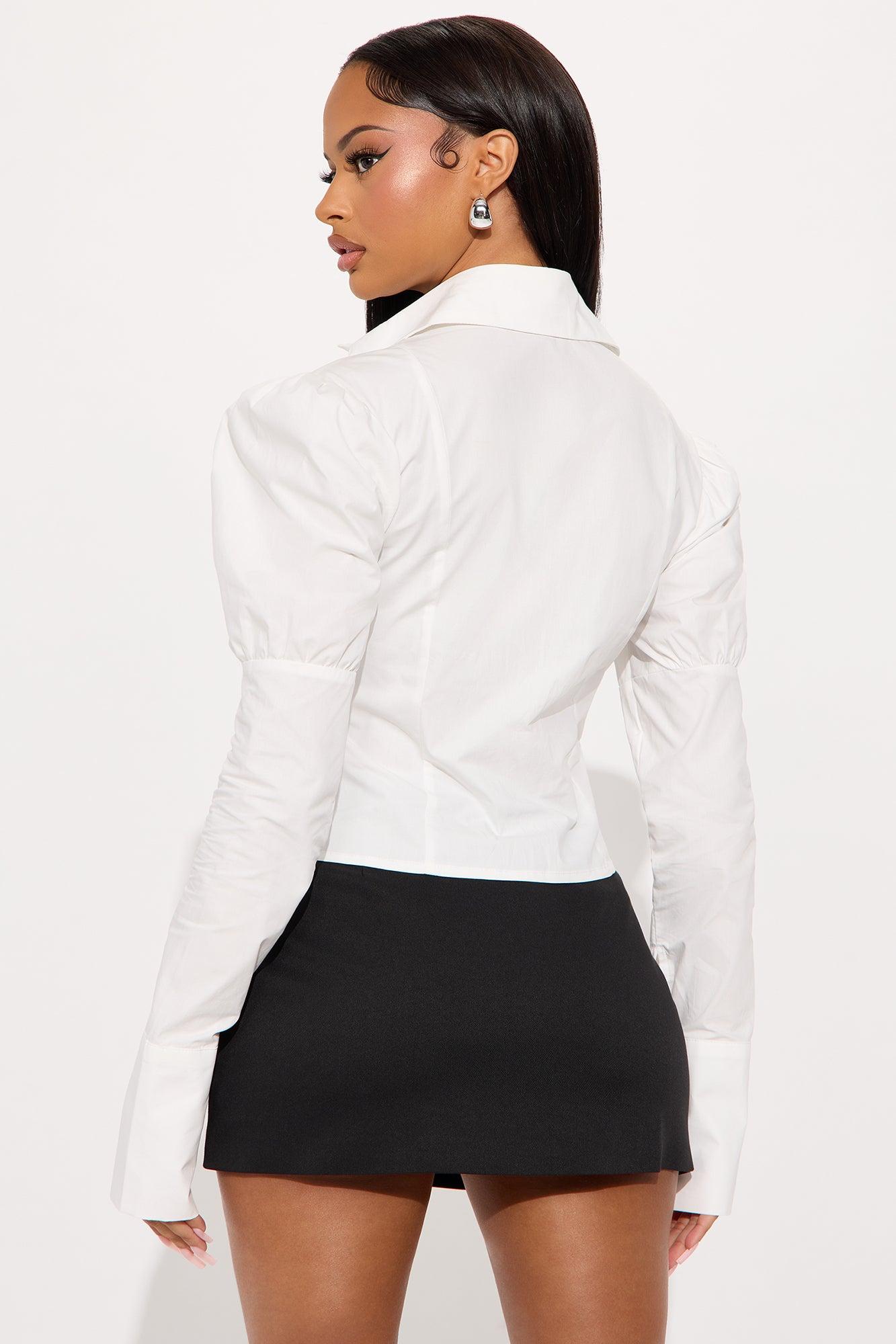More Than You Think Lace Up Poplin Shirt - White Female Product Image