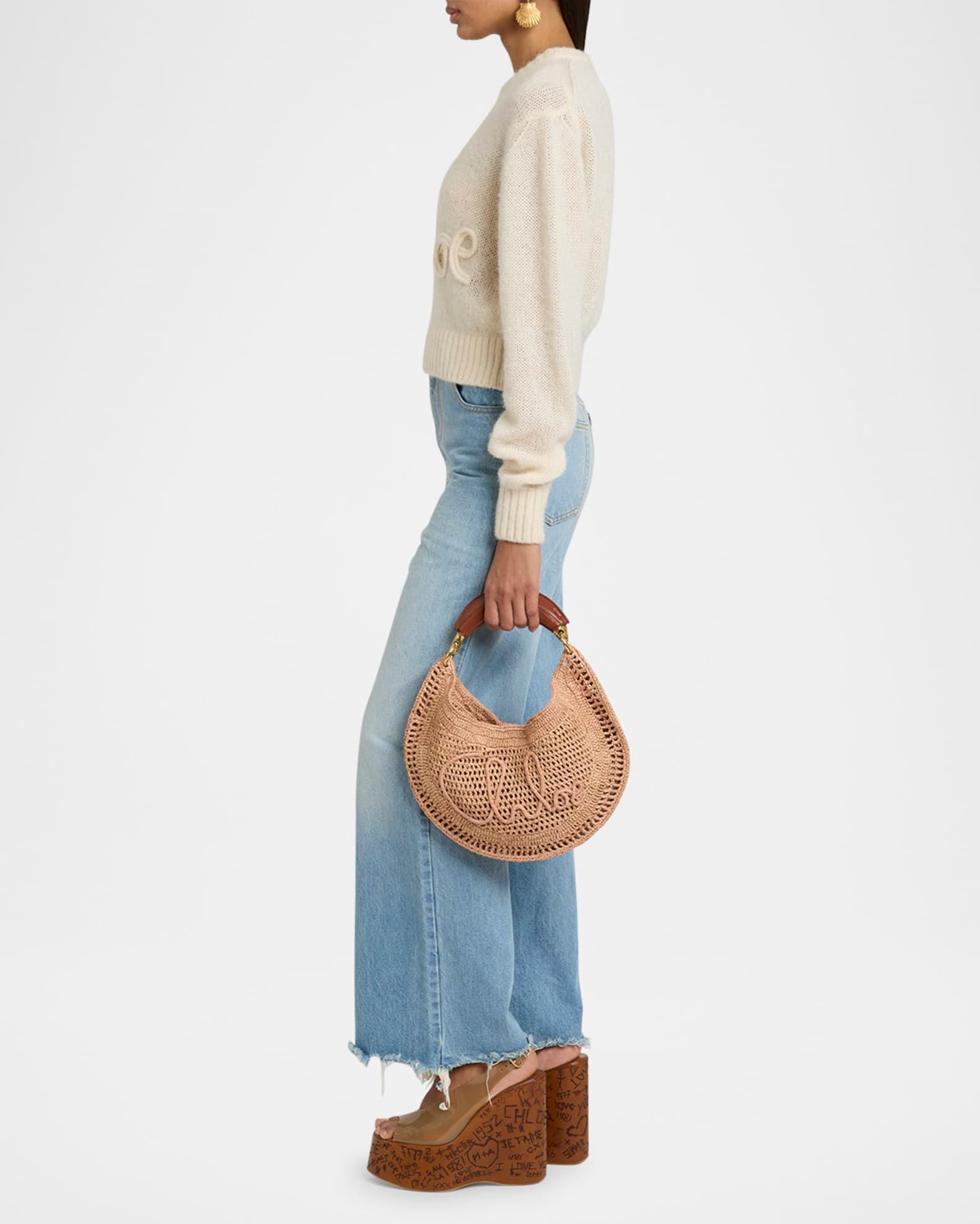 Summer Banana Top-Handle Bag in Crochet Fabric  Product Image