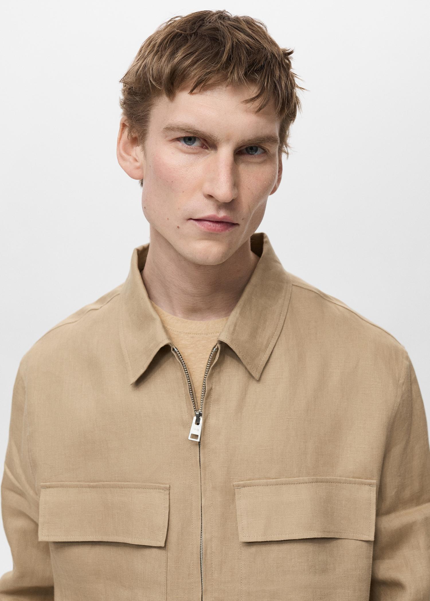 100% linen jacket with pockets - Men | MANGO USA Product Image