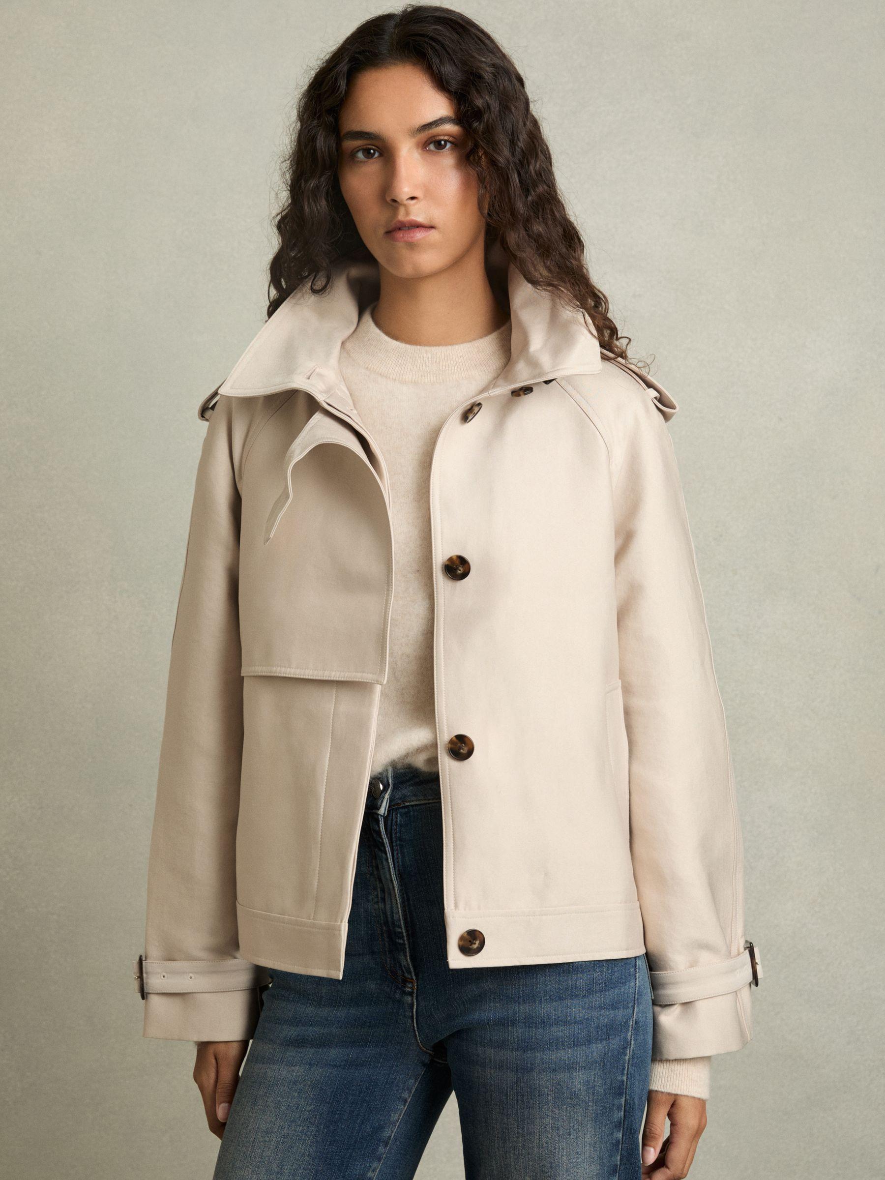 Short Trench Coat With Cotton in Neutral Product Image