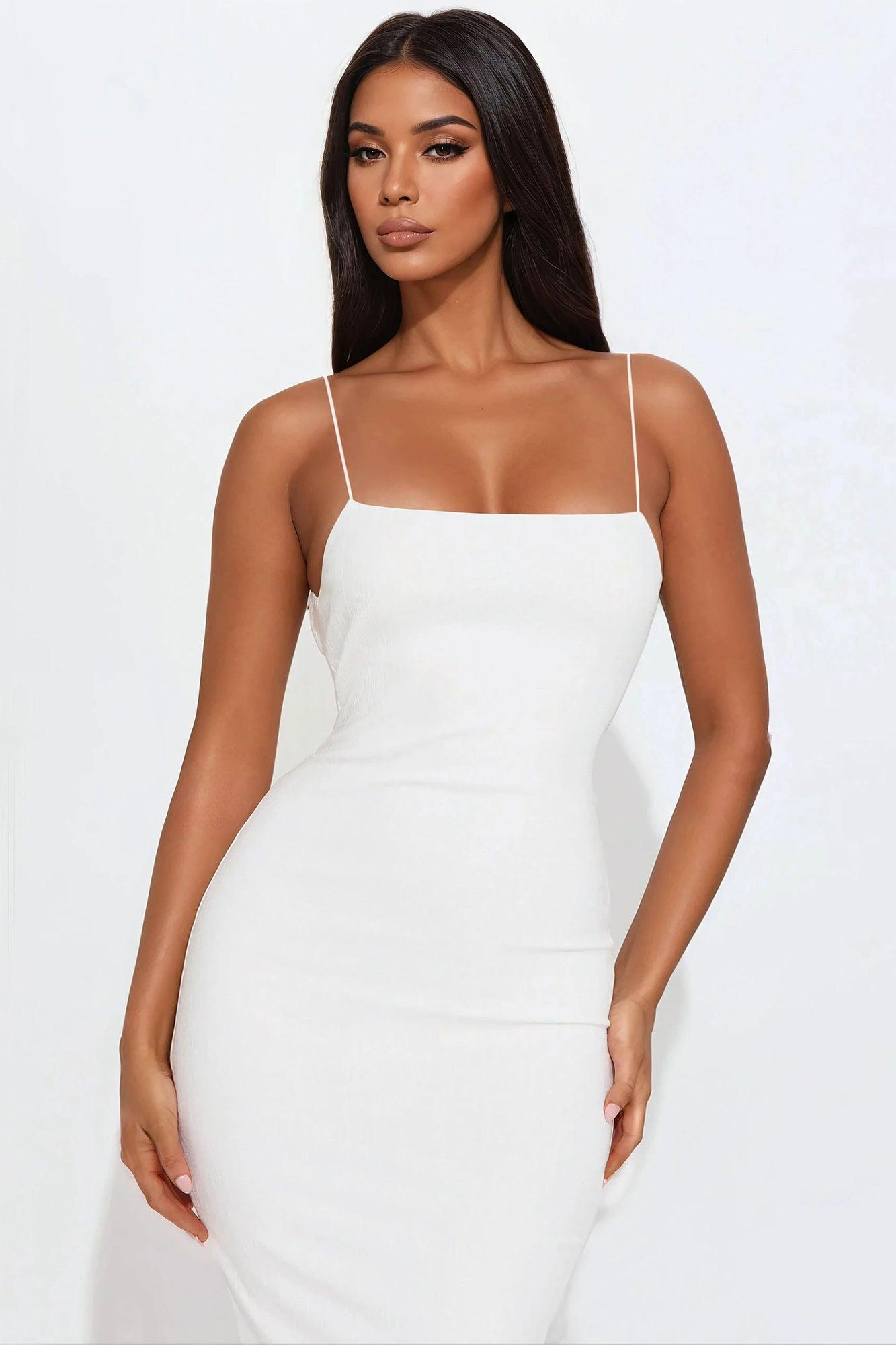 Lana Backless Stretch Linen Maxi Dress - Off White Product Image