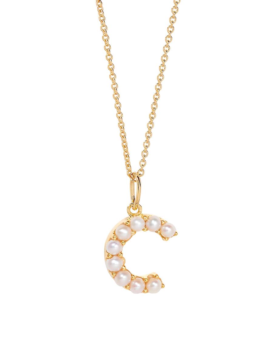 Womens Bridget Initial 14K-Gold-Plated & Freshwater Pearl Necklace Product Image
