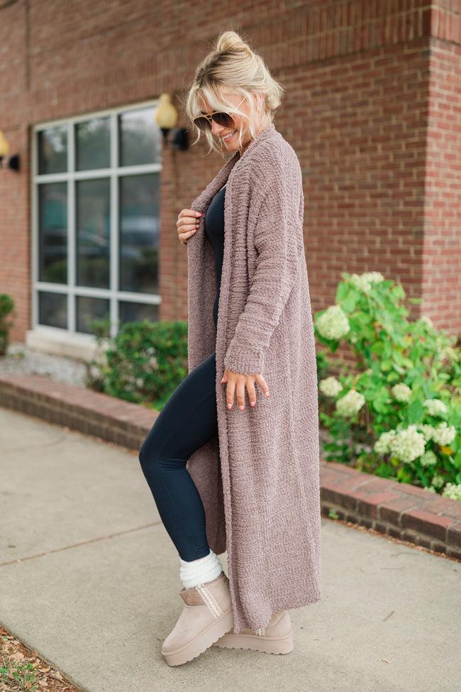 Slow Your Roll Mocha Long Popcorn Cardigan FINAL SALE Product Image