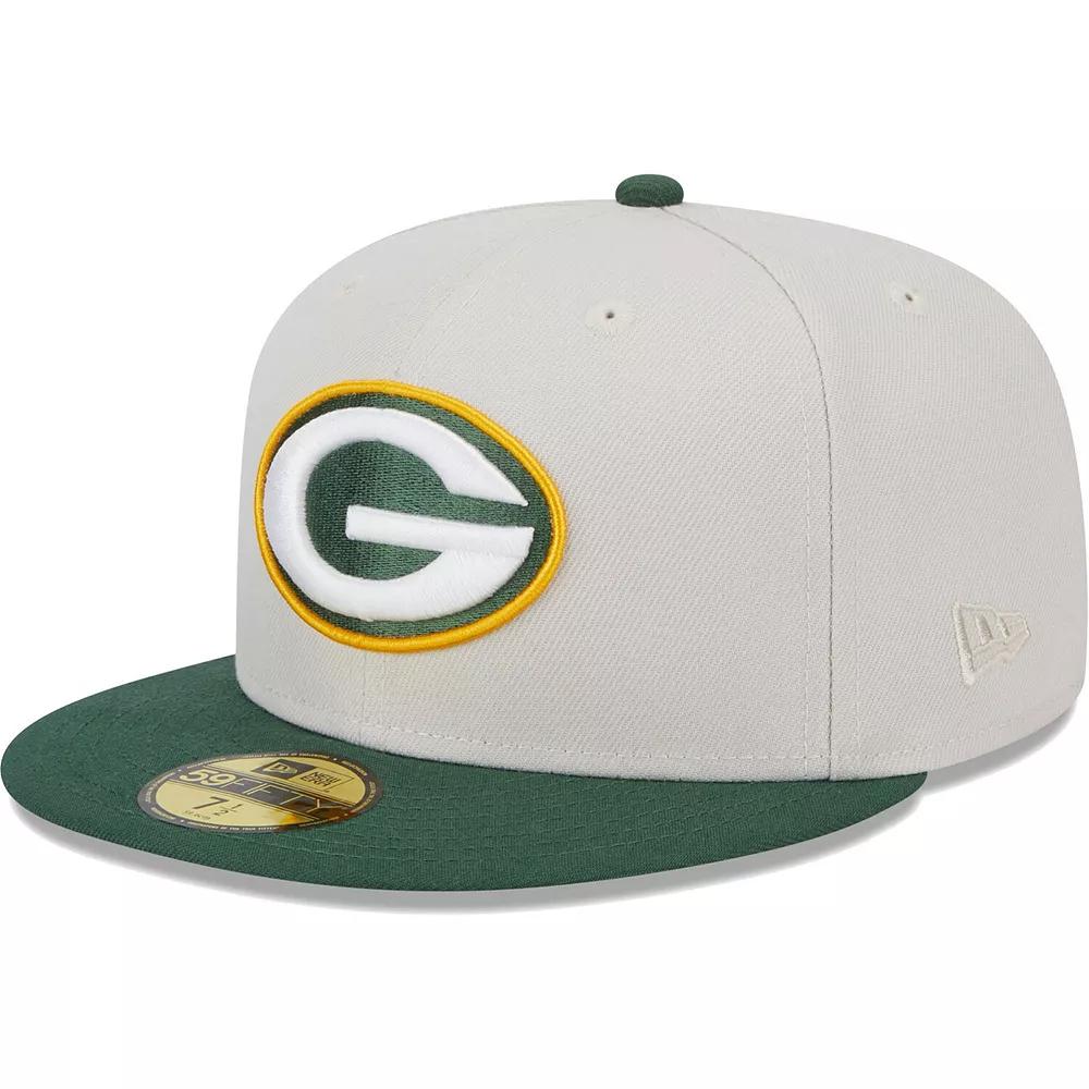 Men's New Era Khaki/Green Green Bay Packers Super Bowl Champions Patch 59FIFTY Fitted Hat, Size: 7 1/2, Beig K Product Image