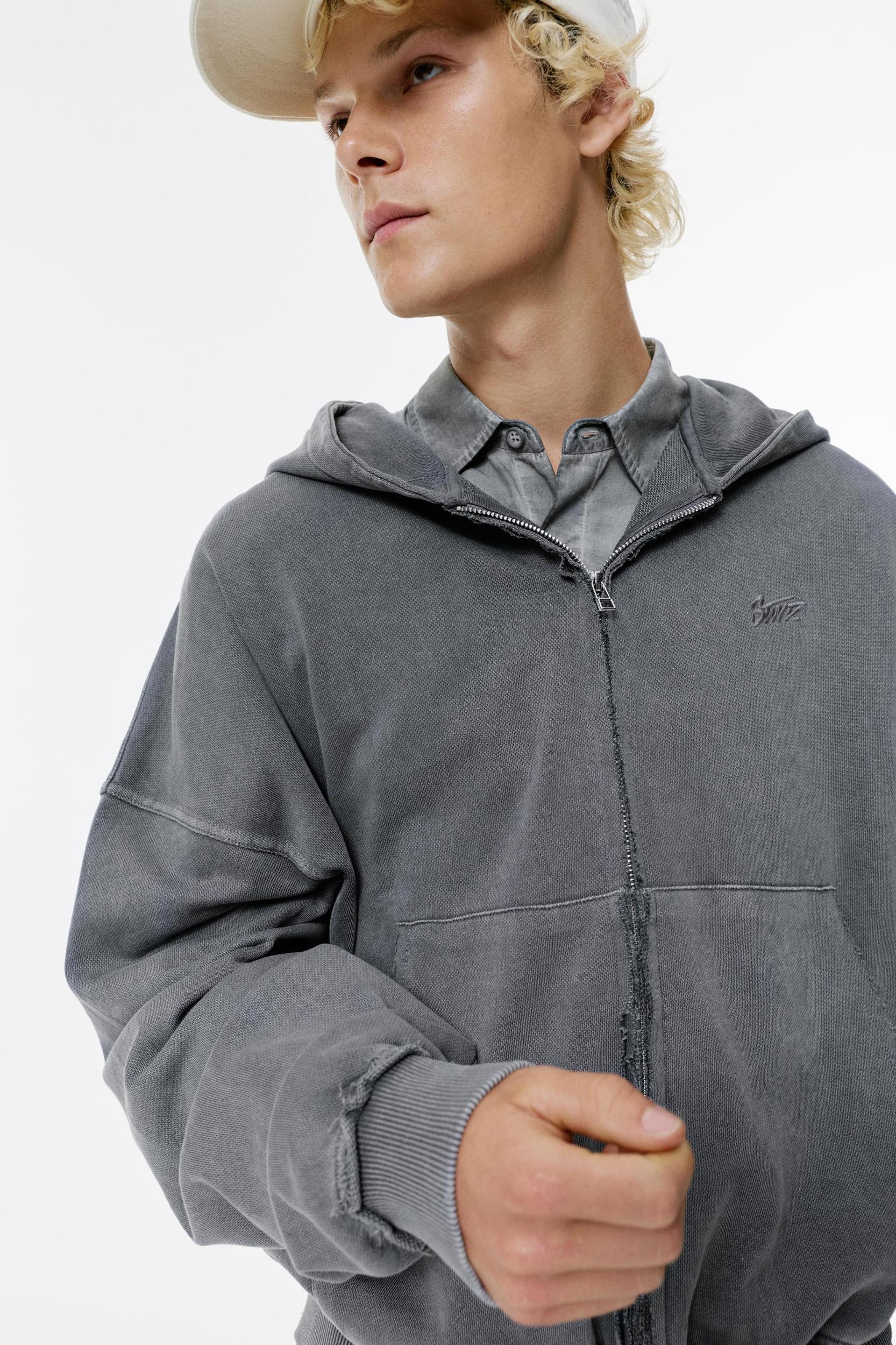 Frayed zip-up hoodie Product Image