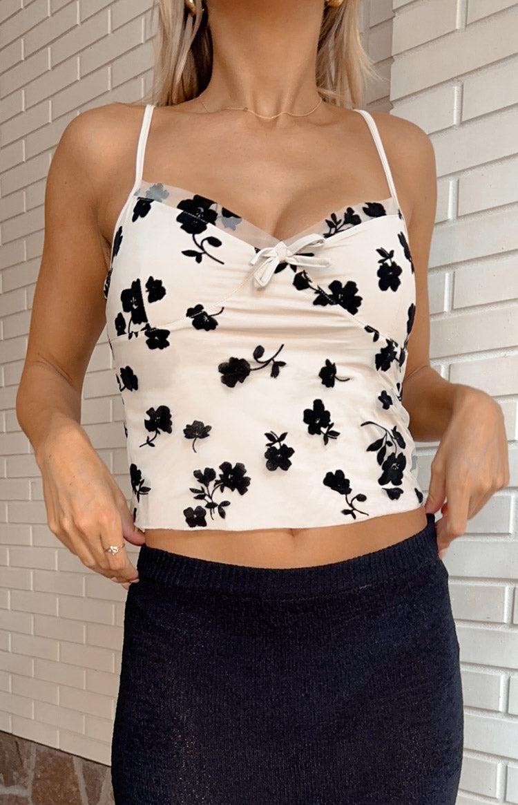 Dylan Black and Beige Mesh Top Product Image